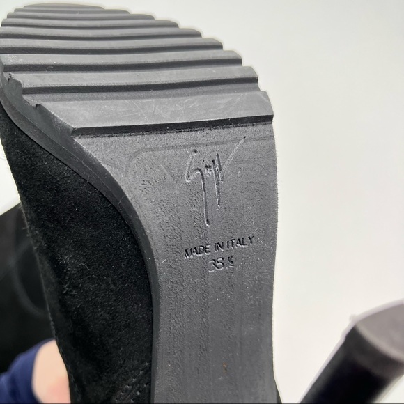 𝅺NEW Giuseppe Zanotti Black Suede Fur Lined Warm Sexy Heeled Tall Winter Boots - Picture 13 of 15